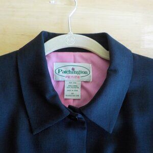 Jacket Blazer - Patchington 10 Petite - Black Long Sleeve Button Up - Vtg (336)